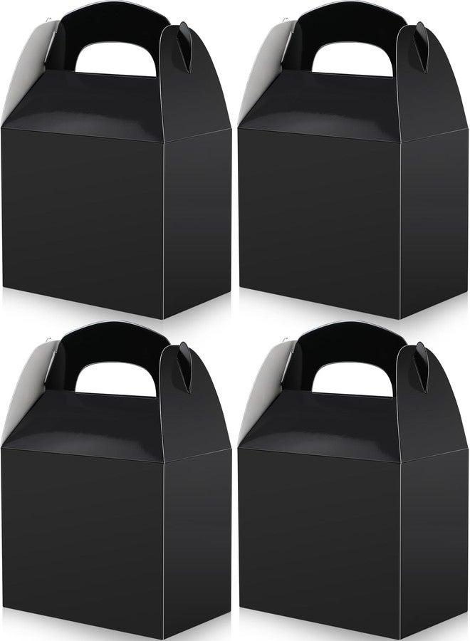 Bgtecho 24 Pack Gable Treat Boxes, 6.2 x 3.6 x 3.4 Inch Black Paper Gift Boxes, Party Favor Box With Handle, Goodie Candy Gable Box for Snacks Cookie Candy Birthday Wedding Party Supplies - Image 1